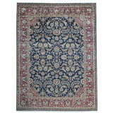 Hand-Knotted High-Quality Blue and Red Area Rug