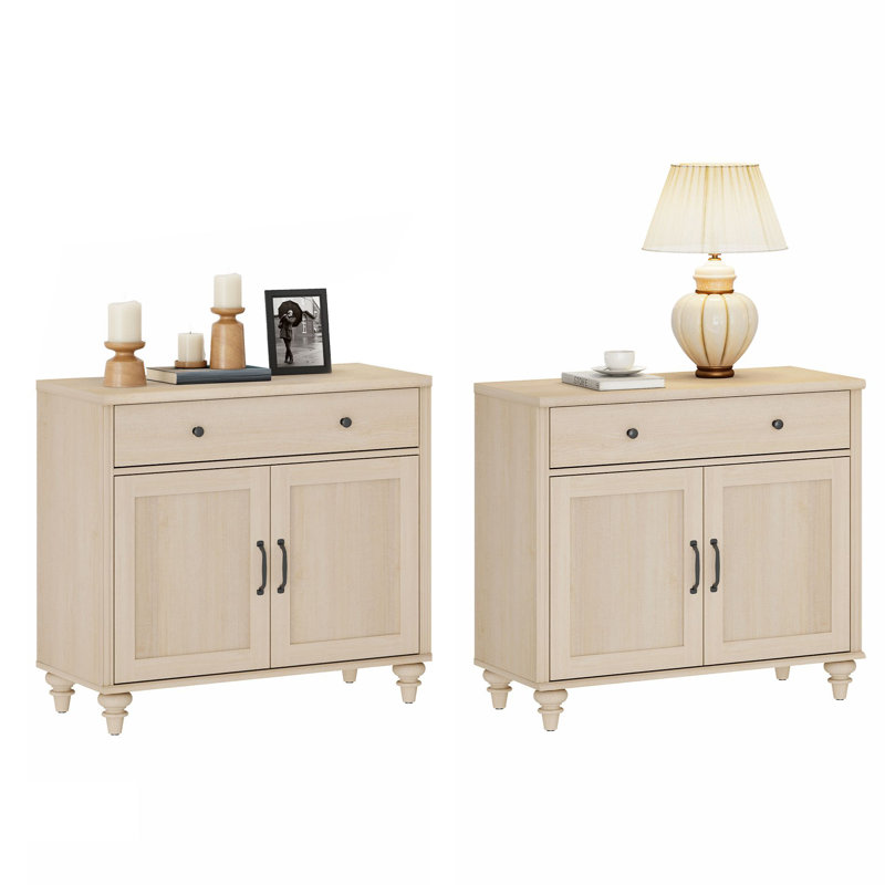 Table de bout Farmhouse avec 2 tiroirs, L 67,7 po x l 15,7 po x H 30,9 po, pour la chambre à coucher ou le salon, Beige clair