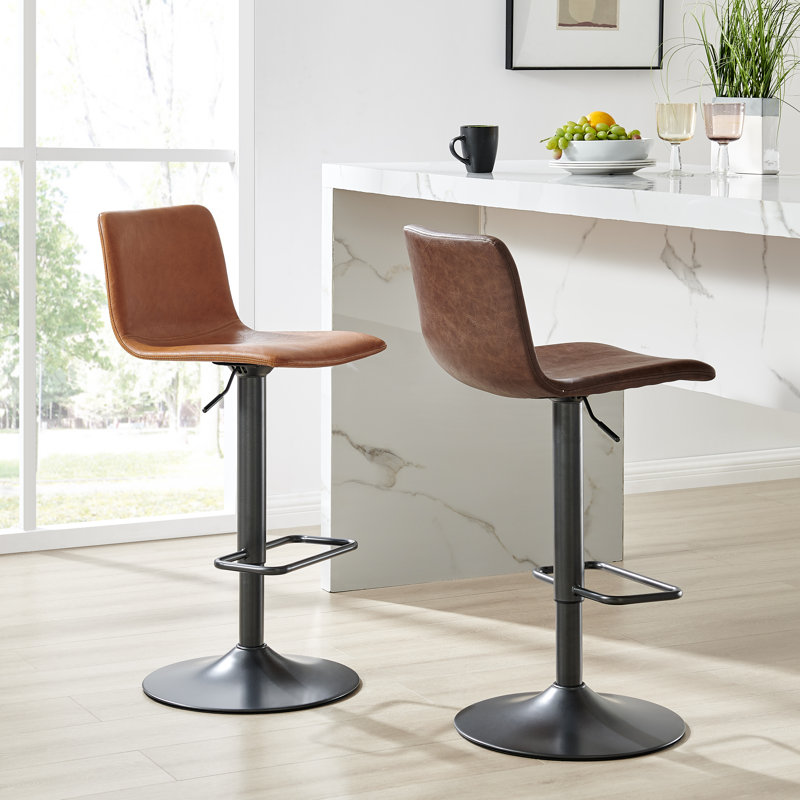 Rathbone Swivel Adjustable Height Counter Stool with Metal Frame, Dark Brown