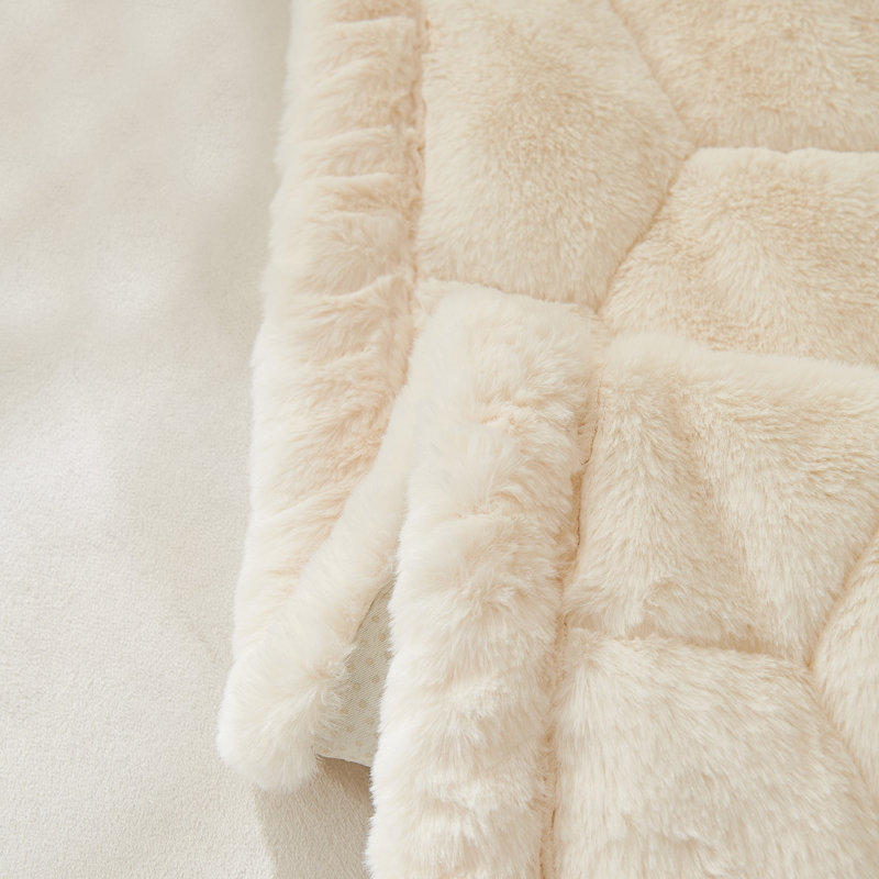Housse pour canapé en peluche de vison ultra doux, L 35,5 po x P 63 po, Fausse fourrure beige