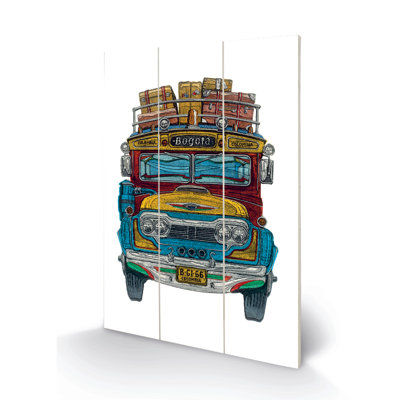Columbian Bus by Barry Goodman - No Frame Print on Wood