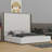 Tall Headboard Upholstered Bed With Vertical Striped And Wingback Design