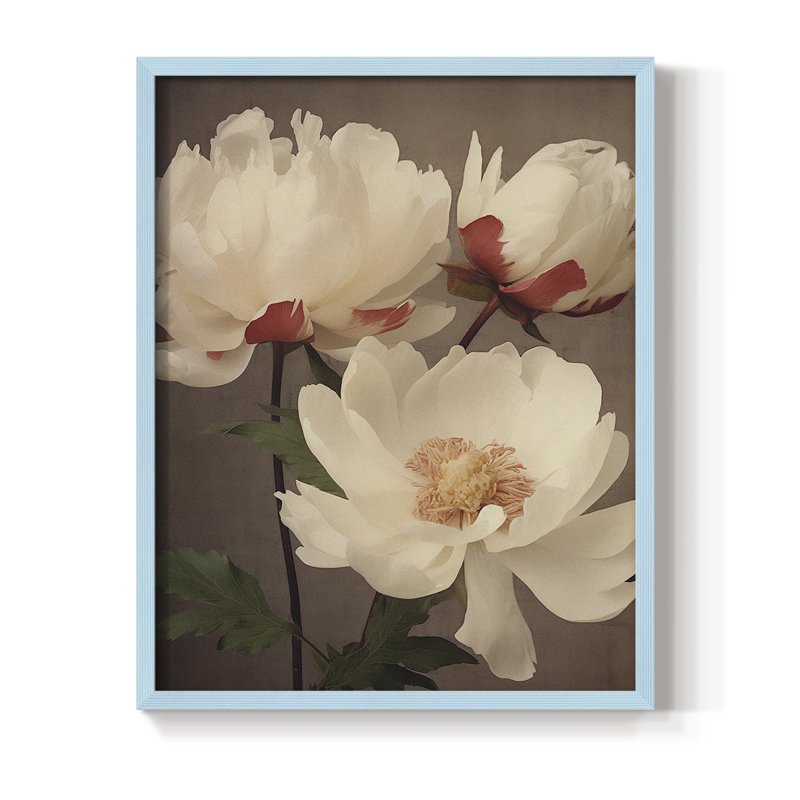 Impression encadrée rétro Vintage Floral Print III - bois massif, H 30 po x l 24 po, Bleu