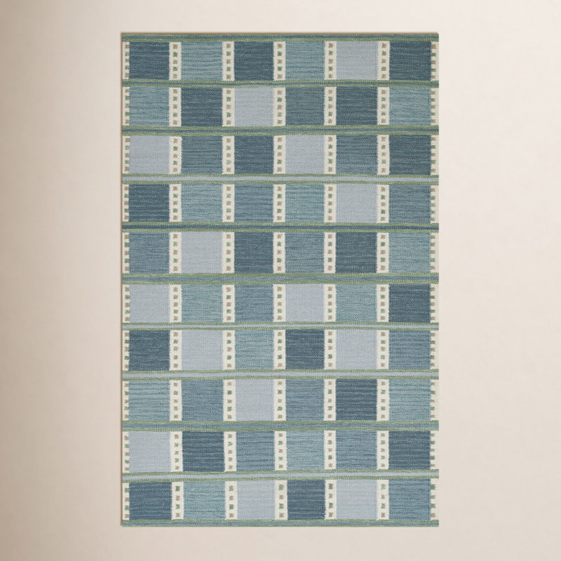 Freya Hand Woven Wool and Cotton Geometric Area Rug, Rectangle 9' x 12'