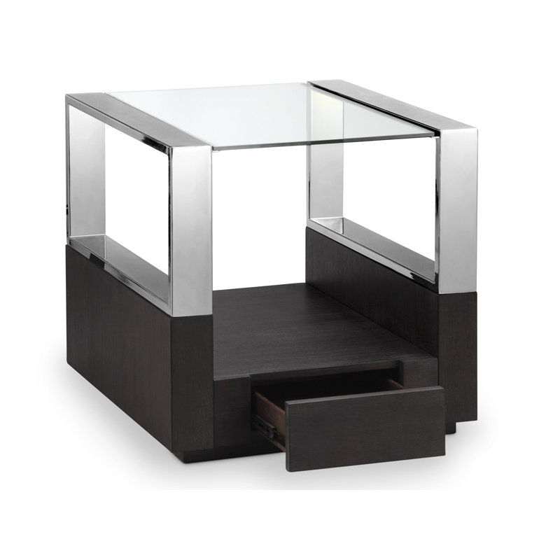 Ahlers Glass Top End Table with Storage