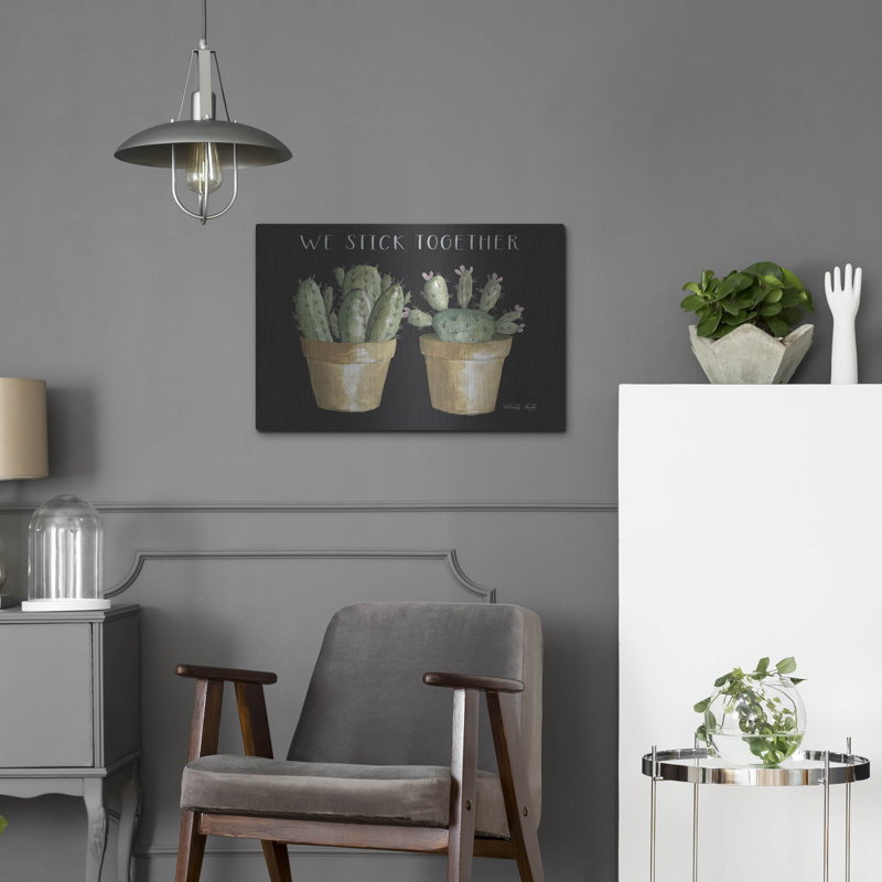 «We Stick Together Cactus» par Cindy Jacobs, art mural en métal, 16 po x 12 po, H 16 po x l 24 po