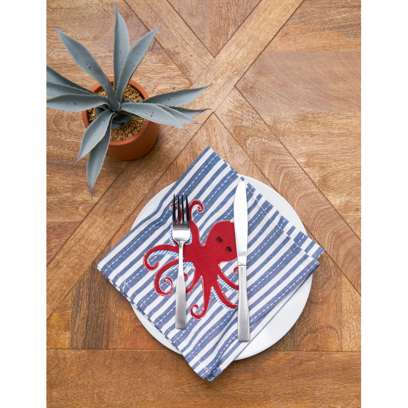Serviette en coton Misty Octopus 18 po