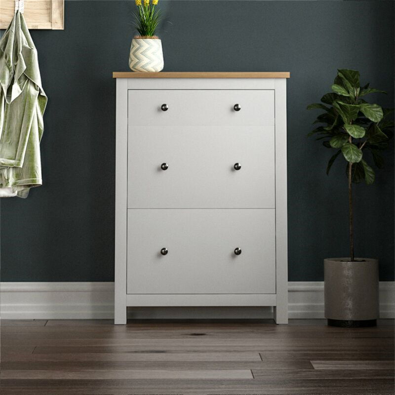 8 Pair Shoe Storage Cabinet, White