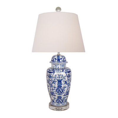 B/W PORCELAIN ENGLISH TEMPLE JAR LAMP