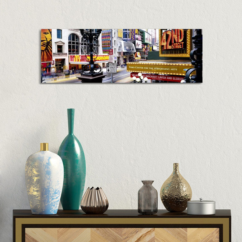 Road Running Through A Market - Wrapped Canvas Panoramic Print, 30.48 cm H x 91.44 cm W x 1.91 cm D