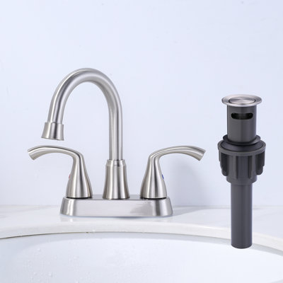 Centerset 2-handle Bathroom Faucet with Drain Assembly
