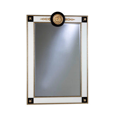 Black, White and Gold Rectangle Solid Wood Framed Wall Mirror