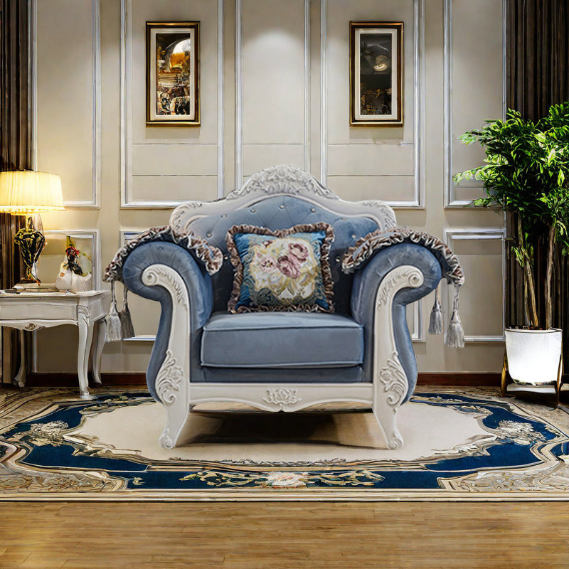 Chaise de salon de style européen. Fauteuil capitonné de 47,2 po de largeur