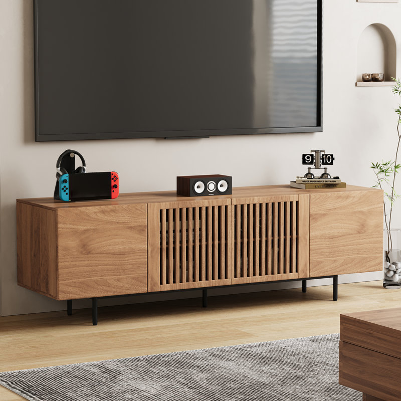 Meuble télé 70,87 po couleur noyer avec rangement pour le salon et la chambre à coucher, contemporain