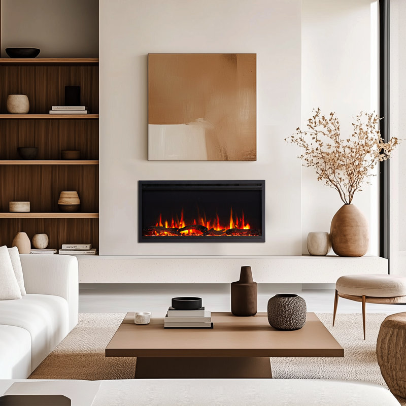  36 Inch Smart WiFi Electric Fireplace - Flame with 9 Colors，5 Brightness Levels and 13 Temperature Levels, Recessed in-Wall or Wall-Mount or Free Standing, Compatible with Alexa and Google Assistant