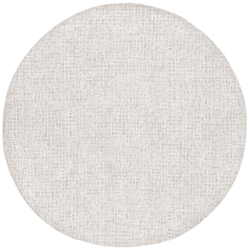 Reaver Hand Tufted Viscose Wool Cotton with Latex Abstract Rug in Ivory, Round 6'