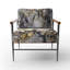 Grey Gold Delicate Abstract Brushstrokes II - Upholstered Abstract Accent Side Chair-1878009441