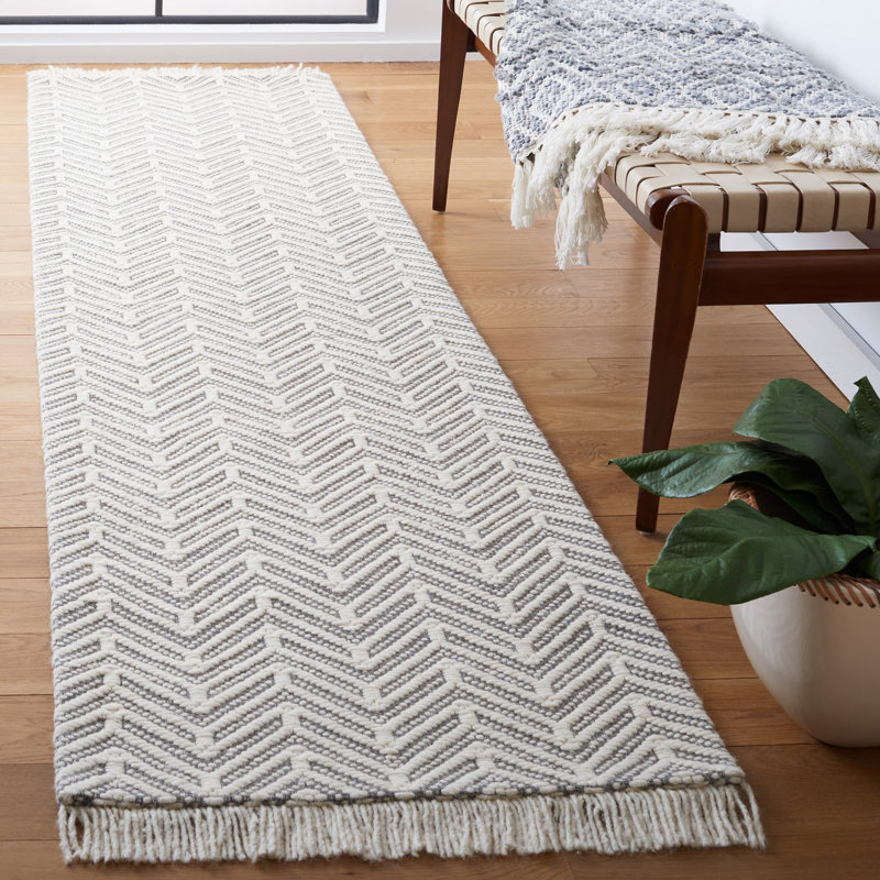 Tapis en laine et coton tissés à la main Welty Natura, Tapis de couloir 2 pi 3 po x 9 pi