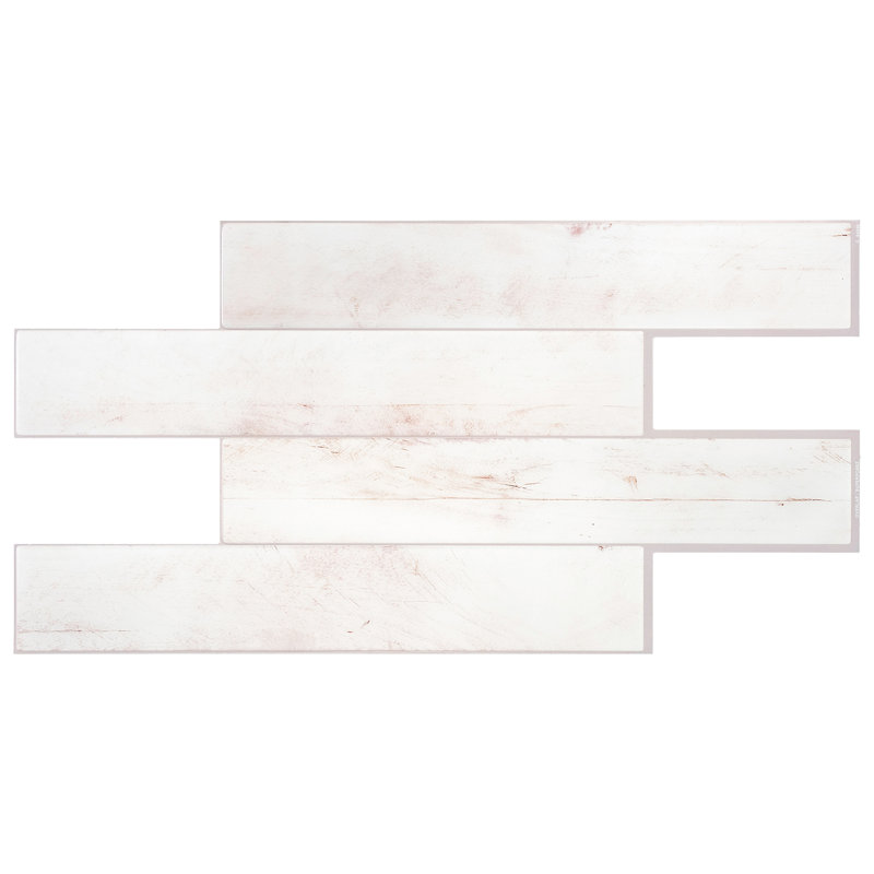 Carreau de dosseret en gel Peel and Stick Norvège 22 po x 12 po (ensemble de 2), Orange-rose / blanc cassé / gris