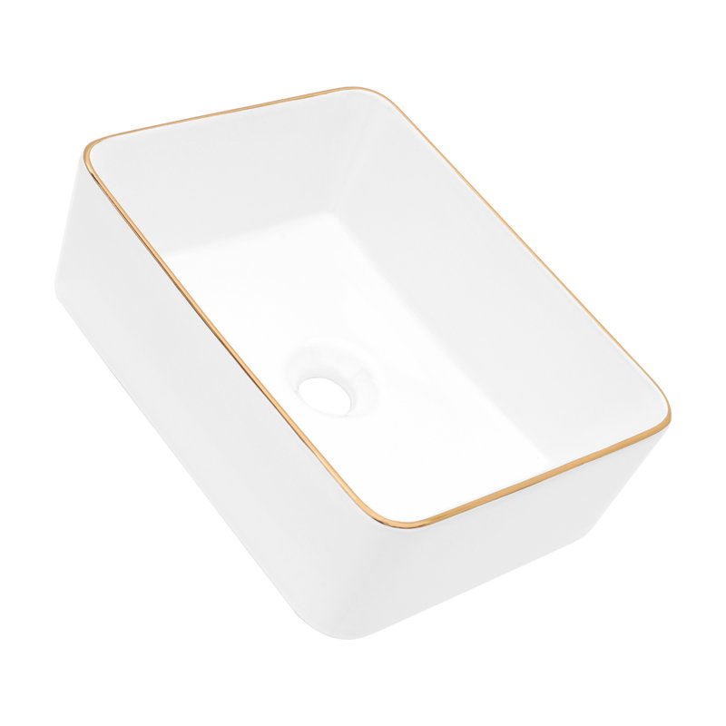 16X12 Inch White Ceramic Rectangular Bathroom Vessel Sink - Modern, Stain-, Countertop Mounting Modern Stain , Installing