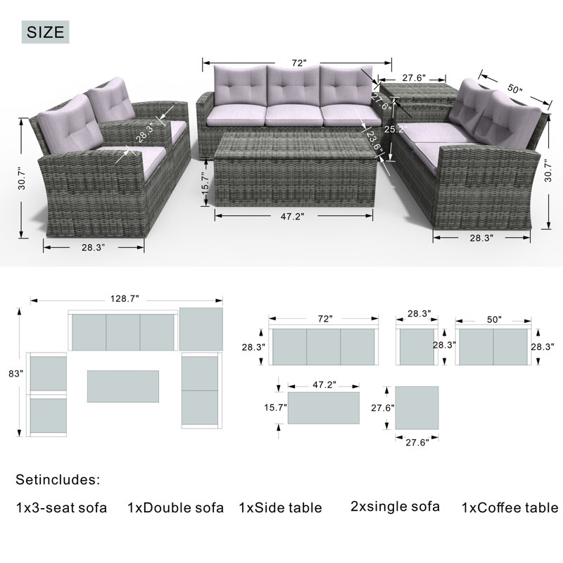 12 Piece Sofa Seating Group with Cushions