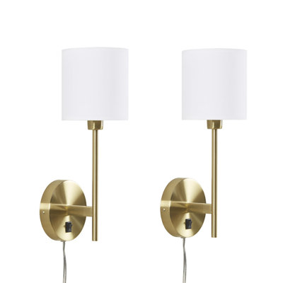 Ensemble de 2 appliques murales avec abat-jour cylindrique crème Gracie Mills Sangrey