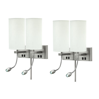 Steel LED Plug-in Armed Sconce