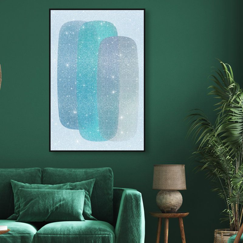 Teal Gradients Print by Oliver Gal, 55"H x 37"W, Black Floater Frame