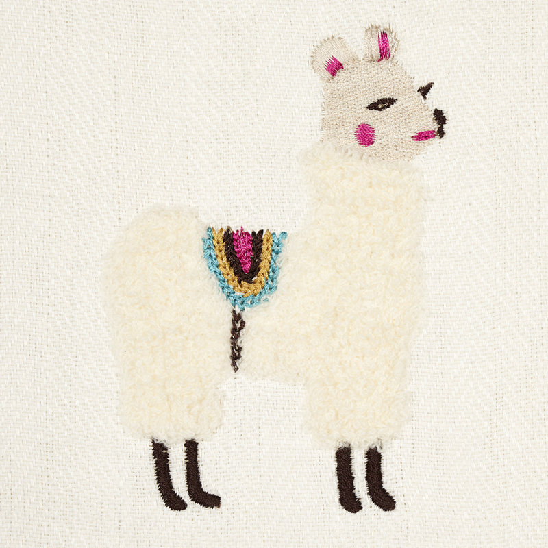 Llama Embroidery Fabric