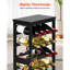 Support à vin pour 24 bouteilles, étagère de rangement de vin autoportante à 6 niveaux avec plateau de table, étagère de rangement facile à assembler, matériau de qualité supérieure, pour la cuisine, le bar, la salle à manger, le salon, le noir