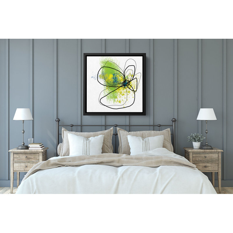 «Citron Petals» par Jan Weiss, reproduction d'art sur toile Green Floral Abstract, H 14 po x l 14 po