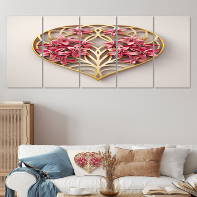 Dilys - Cherry Blossom Wall Art Decor Set 5 Piece