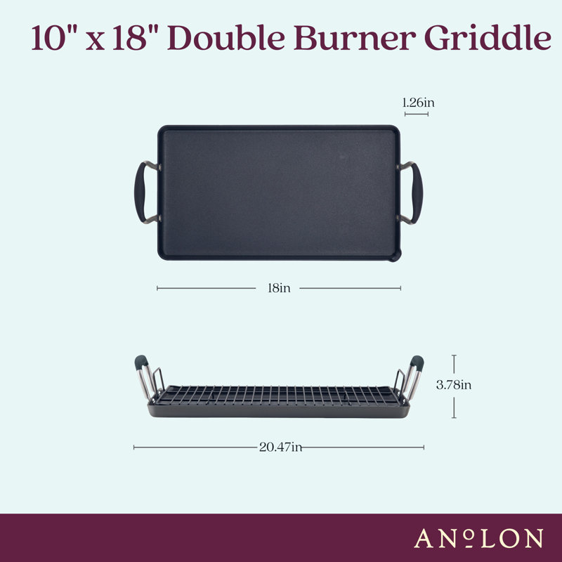 Anolon Advanced Home Hard Anodized Nonstick Double Burner Griddle, 10 Inch X 18 Inch, Black