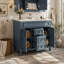 Meuble-lavabo 36 po avec lavabo supérieur, armoire de rangement moderne avec 2 portes à fermeture douce, meuble-lavabo simple-126278530
