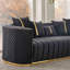 Ensemble de salon en velours 3 pièces Jotaa - canapé et deux chaises, noir avec bordure dorée