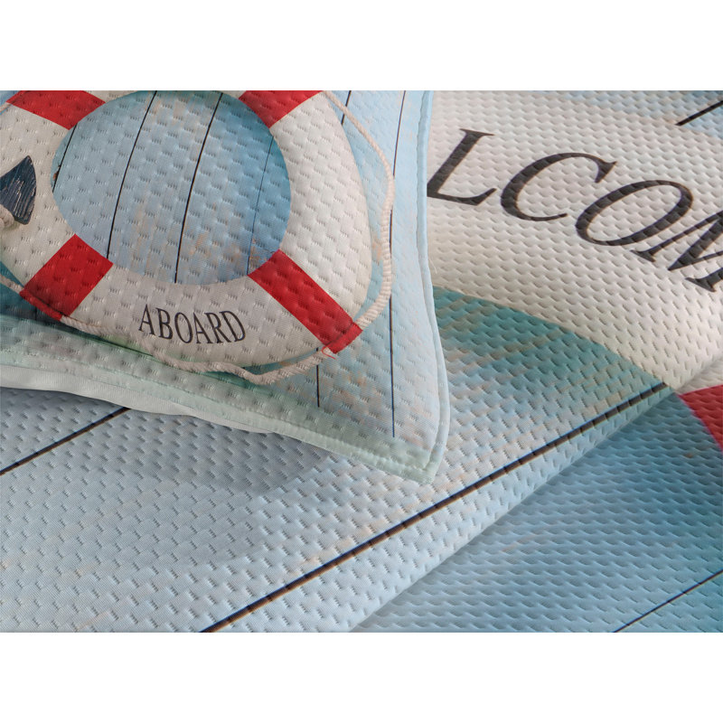 Nautical Twin Quilted Bedspread Set in White and Blue