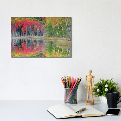 Autumn Reflections On Council Lake by Brian Wolf - Wrapped Canvas Print