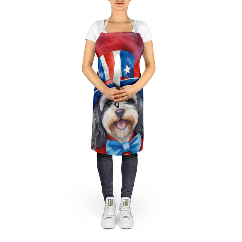 Patriotic American Apron, Gray/White Tibetan Terrier