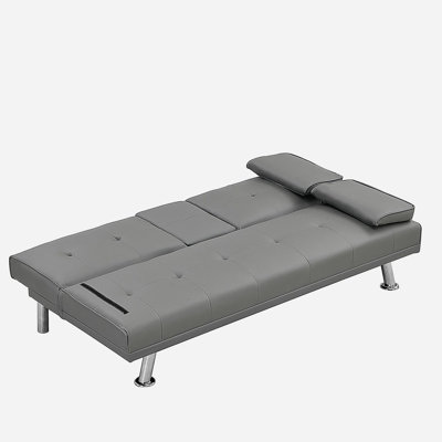 Sofa Bed with Armrest two holders WOOD FRAME, STAINLESS LEG, FUTON WHITE Unavailable