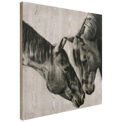 «Horse Love Portrait», estampe numérique imprimée directement sur bois de frêne fini à la main