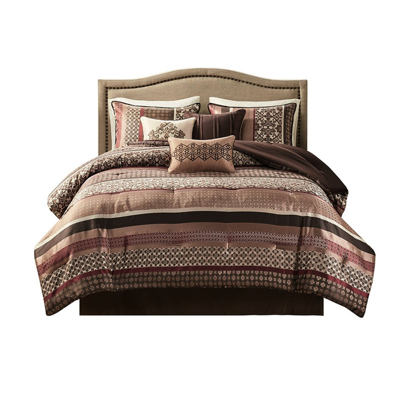 Édredon rouge très grand 7 pièces, fascinant avec géométrique, literie lavable à la machine, édredons, taies décoratives, coussins, jupe de lit très grand, magnifique et facile à nettoyer