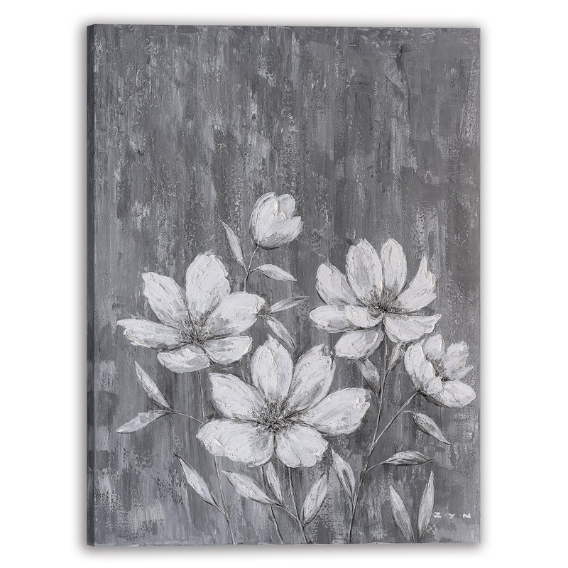 Fleurs - peinture sur toile tendue, H 36 po x l 48 po x P 1,5 po