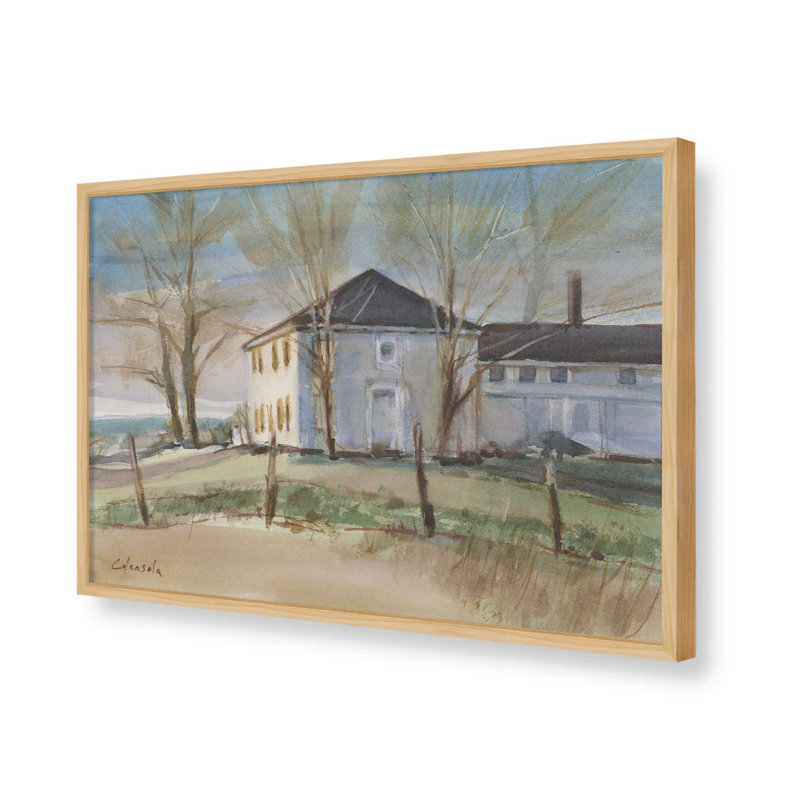 «Old Colonial in Ellington CT» par Stephen Calcasola, reproduction d'art, H 18 po x l 24 po, Tanné