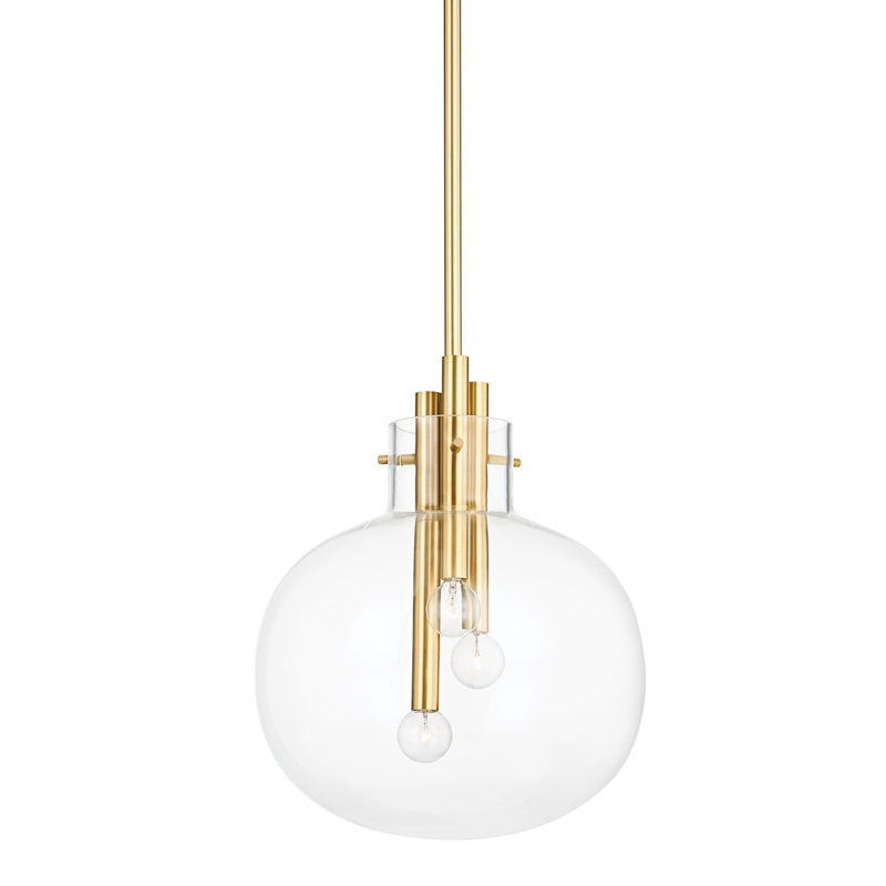 Hempstead Large 3 - Light Pendant, Aged Brass, 16.75" H x 13.75" W x 13.75" D