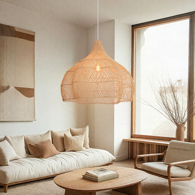Aquera 1 - Light Natural Geometric Pendant, 19.68" H x 23.6" W x 23.6" D, Natural