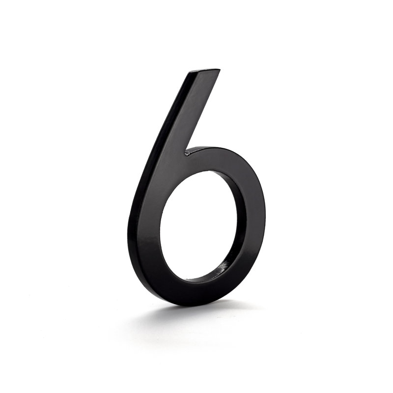 Numéro de maison à fixation flottante 24 po, Nickel satiné / gris, 6