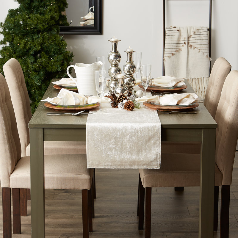 Johnnell Solid Color Thanksgiving Table Runner, Cream
