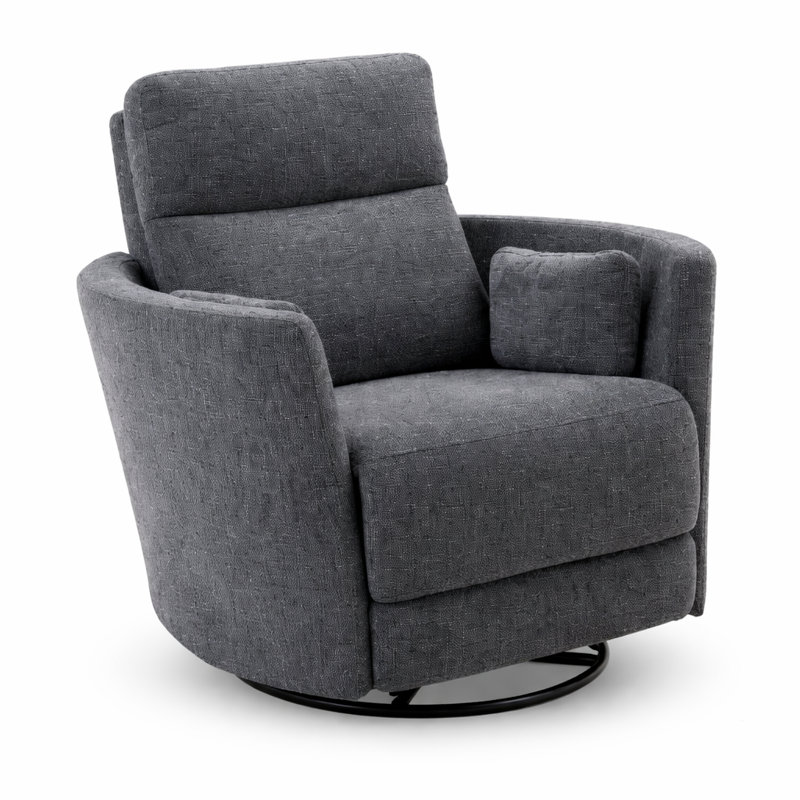 Chenille Swivel Rocking Chair With Two Pillows