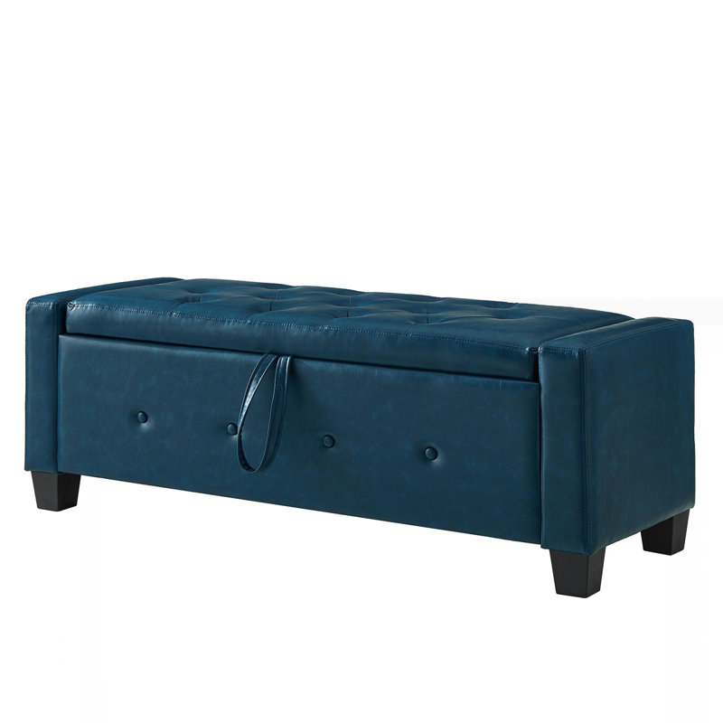 48" Ottoman Bench with Storage, Blue