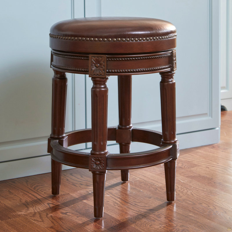 26 po Tabouret de bar pivotant en bois sans dossier à hauteur de comptoir, 1 pièce